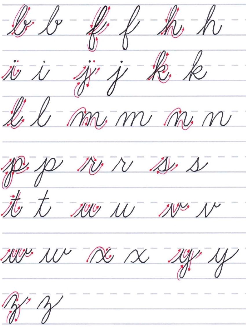 cursive calligraphy - upward stroke letters